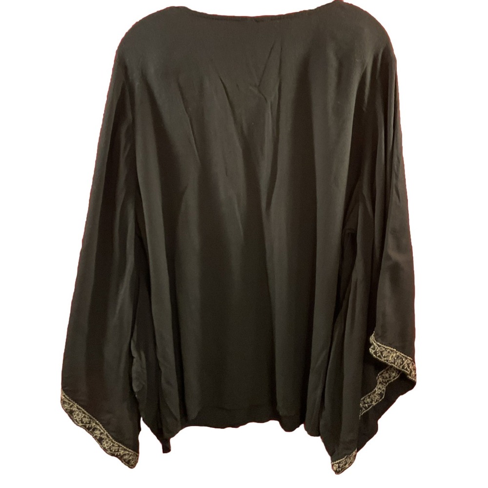 Embroidered Boho Kimono Style V Neck Tunic Top Blouse Witchy Wide Sleeves - Picture 2 of 8
